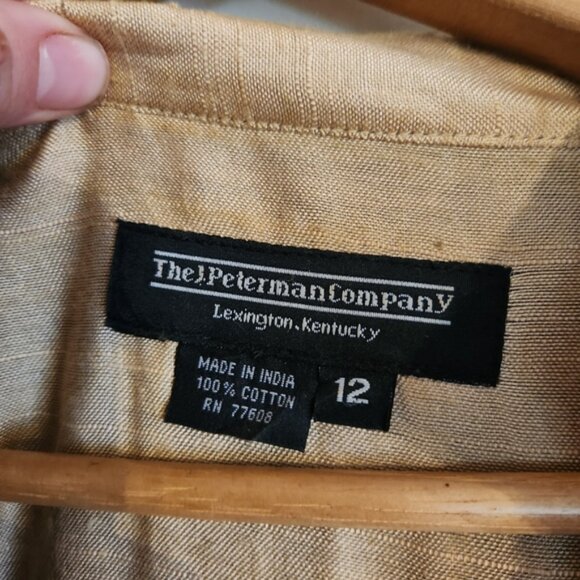 Vintage J Peterman Co. Long Sleeve Maxi Dress Embroidered Blue Gold 12 - Picture 2 of 15